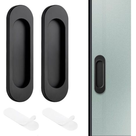 2 Pièces Poignée de Porte Coulissante Auto-Adhésive Ovale 10 cm – Idéale pour Baies Vitrées Coulissantes et Meubles Installation Facile et Durable Design Noir Élégant