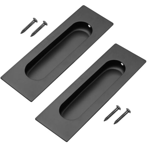 2 Pièces Poignée de Porte Coulissante, Noire Poignée de Porte Coulissante, Poignées de 120mm de Longueur, Poignées Encastrées pour Meuble de Cuisine, Poignée de Tiroir de Cuisine pour Meuble