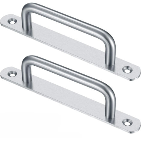 2 Pièces Poignée de Porte de Grange Coulissante, Traction de Poignée de Porte Coulissante avec Plaque Acier Inox pour Portes de Grange Armoire Placard - 160MM