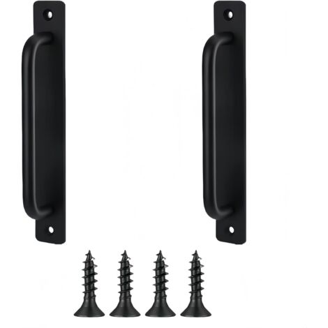 2 Pièces Poignée Meuble, Poignée Porte Coulissante en Aluminium - Anti-Rouille Poignee de Porte Pour Armoire, Tiroir, Garage, Armoires, Balcon, Jardin (Interieur et Exterieur) (148mm, Noir)