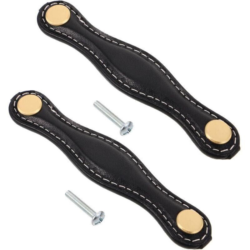 2 Pièces Poignées Cuir Rétro PU pour Meubles Lot de Poignées Vintage pour Tiroirs Armoires Placards et Valises Installation Simple pour Dressing et
