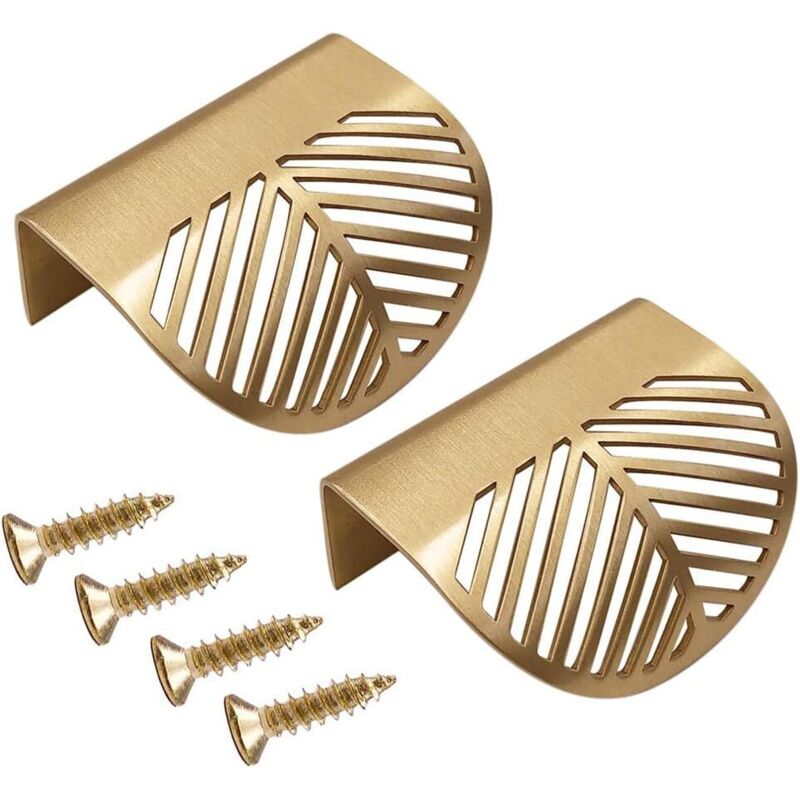 2 pièces Poignées Feuille Forme Armoire Tiroir Armoire Porte Laiton Or Meubles Poignées d'armoire Cuisine Porte Tiroir Pull Boutons
