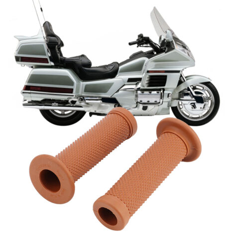 2 Pièces Poignées Universelles 22mm pour Guidon Moto Vintage avec Embouts Étoile (Jaune-Brun)