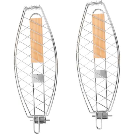 2 Pièces Poisson Amovible Acier Inoxydable avec Poignée Isolante Panier