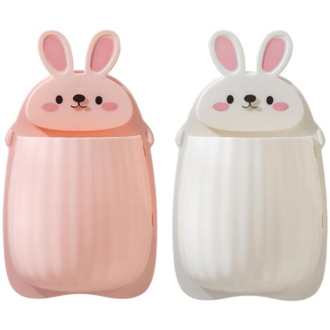 2 Pièces Porte-brosses à Dents, Support Mural pour Brosse à Dents en Forme de Lapin caricatural, Organisateur de Salle de Bain adhésif pour Brosse à Dents, Dentifrice, Rasoir, Peignes (Blanc, Rose)