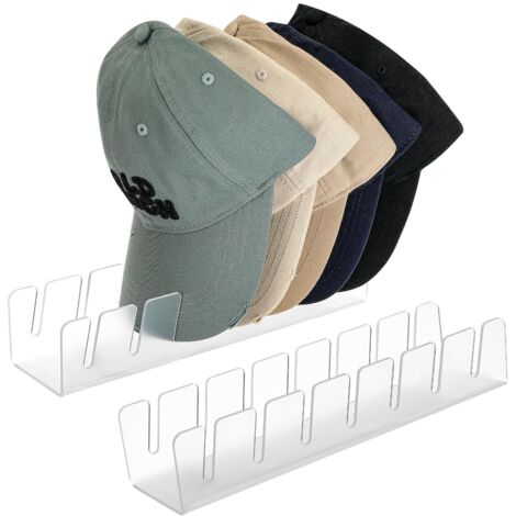 2 PièCes Porte Casquette Range Casquette Aucune Installation Requise Peut Contenir 14 Casquettes De Baseball Rangement Casquette Acrylique Support Casquette