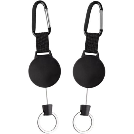 2 pièces porte-clés extensible porte-clés rétractable robuste avec câble en acier de 100 cm/39 pouces