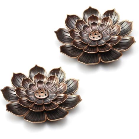 2 pièces porte-encens Lotus porte-encens avec accessoires d'encens attrape-cendres pour la décoration de la maison et du bureau-Fei Yu