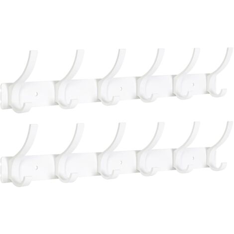 2 Pièces Porte Manteau Mural avec 12 Crochets, Métal Robuste Patère Porte Manteau pour accrocher manteaux, vestes, chapeaux et serviettes(Blanc)