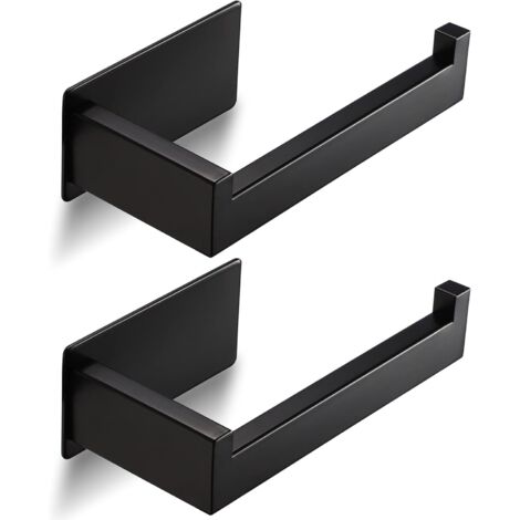 2 Pièces Porte Papier Toilette Auto-adhésif, Support Papier Toilette Mural, Acier Inox Porte Rouleau Toilette pour Salle de Bain (Noir)