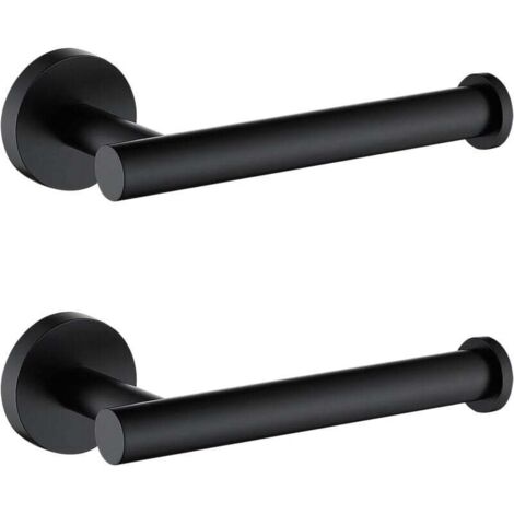 2 Pièces Porte Papier Toilette, Support Mural Rouleau Papier Toilette en Acier lnoxydable SUS304, Devidoir Papier Toilette Mural pour Salle de Bain et Cuisine, Noir Mat