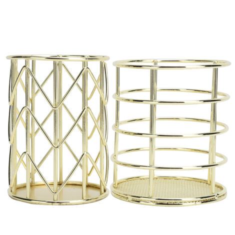 2 Pièces Porte Pinceaux de Maquillage en Fil Métallique, Rangement Bureau Grille Creuse pour Accessoires de Toilette