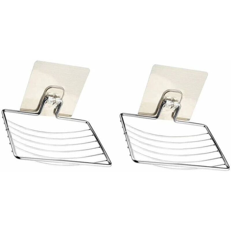 2 Pièces Porte Savon,Porte Savon Mural Acier Inoxydable,Porte Savon Auto Adhésif,Convient pour Douche Cuisine Cuisine (Aucun Forage Requis)