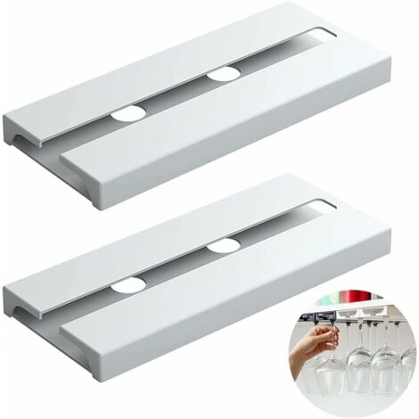 2 Pièces Porte-Verre à Vin, Porte-verres à Pied, Support Verre à Vin Deux Rangées, Support à Verre à Vin Suspendu, Verres à Pied Suspendu Support (Blanc)-LIAIKI