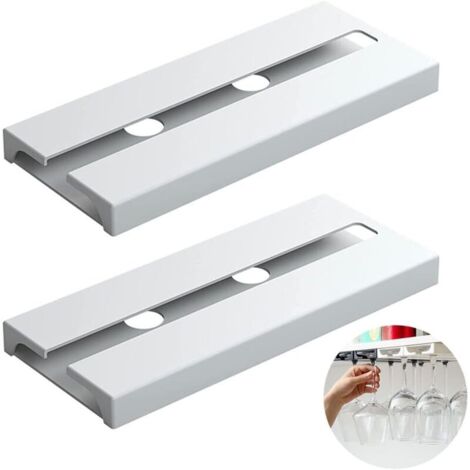 2 Pièces Porte-Verre à Vin, Porte-verres à Pied, Support Verre à Vin Deux Rangées, Support à Verre à Vin Suspendu, Verres à Pied Suspendu Support, pour Cuisine, Maison, Bar, Étagères, Restaurant(Blanc