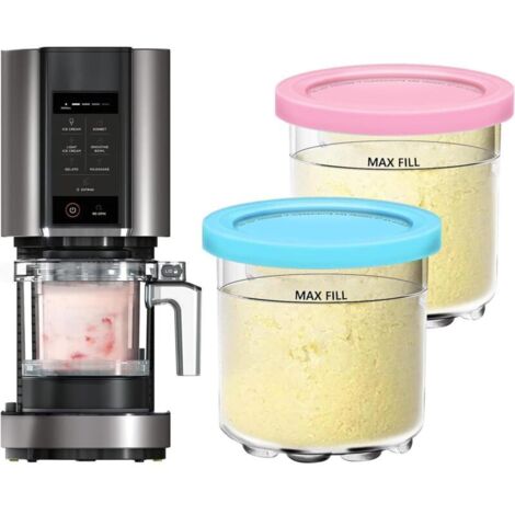 2 Pièces Pot pour Ninja CREAMi Machine à Crème Glacée, Récipient à Crème Glacée Compatibles avec Ninja NC300EU NC301EU NC299AMZ, Accessoires pour Ninja Ice Creami