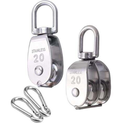2 pièces Poulie à câble , poulie en acier inoxydable 304, réa, capacité de charge 75 kg pour corde de levage, navire