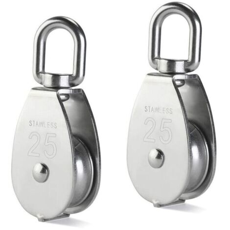 2 Pièces Poulie de levage de poulie en acier inoxydable à poulie simple,Poulie Inox 304 M25 Poulie De Levage 400kg - Argent