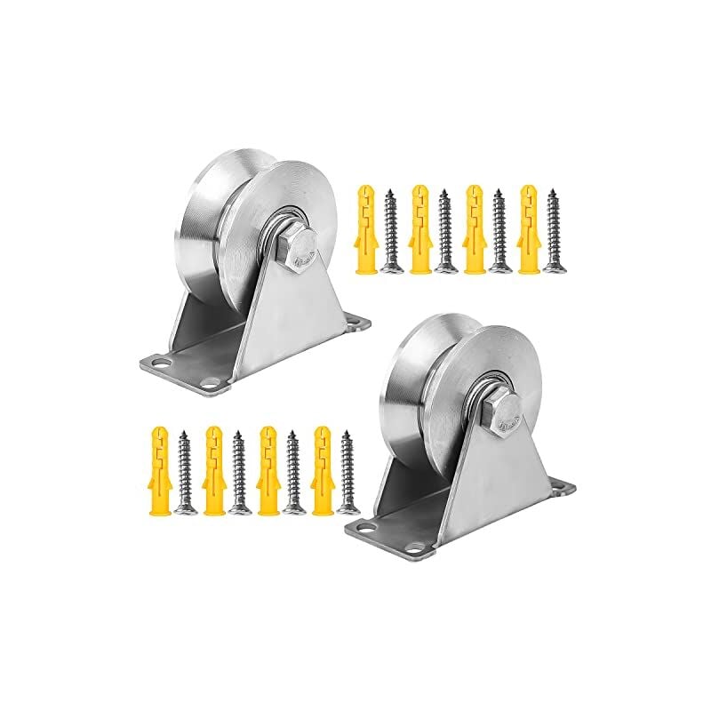 2 pièces Poulie de Levage Mouflage Inox, V-Poulies Simple pour Cable, 48mm Poulie avec Roulements, Capacité de Charge 180kg, pour Rail Roulette