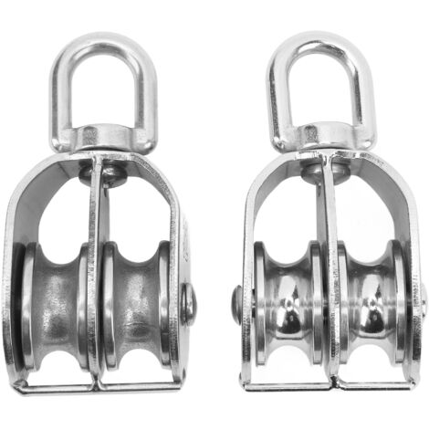 2 Pièces Poulie Double à Roulement M32 en Acier Inoxydable - Rotation 360° pour Levage de Câble