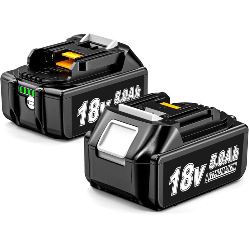 2×5.0 Ah batteries de rechange pour Makita 18 v BL1840B BL1850B BL1860B, compatibles avec les outils électriques sans fil Makita 18 v, avec