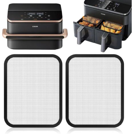 2 Pièces Protection Anti-éclaboussures pour Cosori Air Fryer, Grille Acier Inoxydable Réutilisable pour Cosori Airfryer 8.5L et Dual Blaze TwinFry 10L