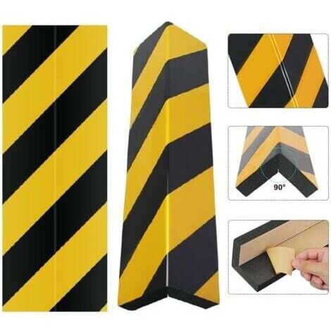 2 Pièces Protection d'angle Mousse Adhésives,40x15 cm Protecteurs de Porte de Voiture, Pare-Chocs de Garage Mousse Auto-adhésive pour Colonnes,Parc,Porte de Garage,Coin,Mur(Jaune Noir)