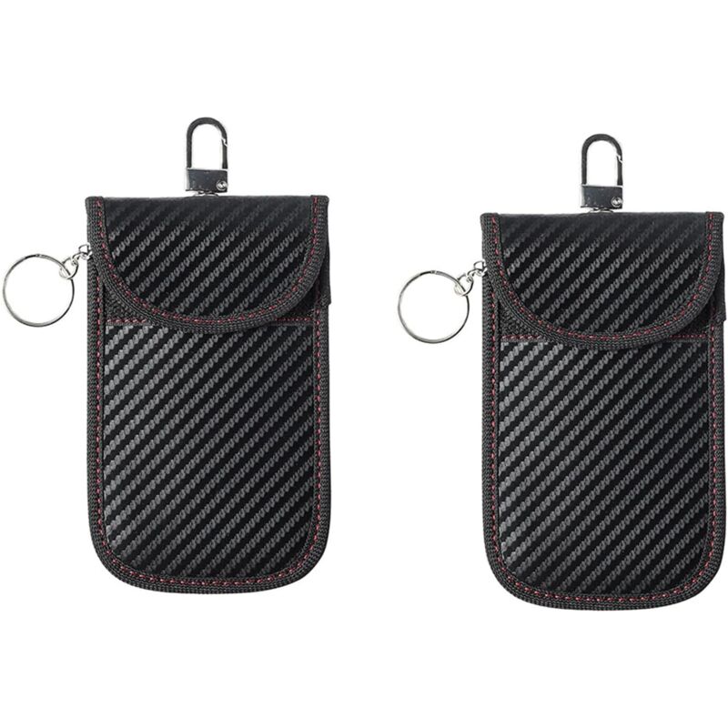 2 pièces Protection des clés de voiture, Sac bloqueur RFID en fibre de carbone, Protection Go sans clé, Sac bloqueur de signal, sac de clé de