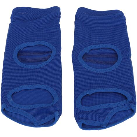 2 pièces Protège-pieds de Boxe en Cuir PU Souple, Garde de Sparring pour Hommes et Femmes, Bleu Taille S35