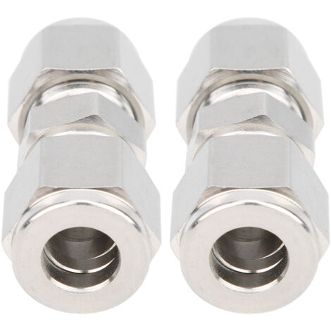 2 Pièces Raccord à Compression 316 Inox Droit Double Bague pour Tube (Diamètre 10 mm)