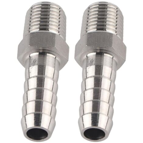 2 Pièces Raccord cannelé,Filetage mâle BSPT 1/4,Acier inoxydable,Connecteur rapide,Tuyau air comprimé