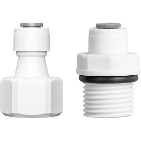 2 Pièces Raccord de Filtre à Eau, 1/2" Raccord Fileté Femelle/Mâle to 1/4" Rapide Connecteur, pour Filtre À Eau Osmose Inverse