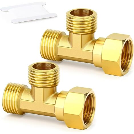 2 pièces raccord en T flexible et mobile en laiton à 3 voies, 1/2" mâle x mâle x femelle filetage BSP adaptateur union raccord en T pour tuyau d'arrosage