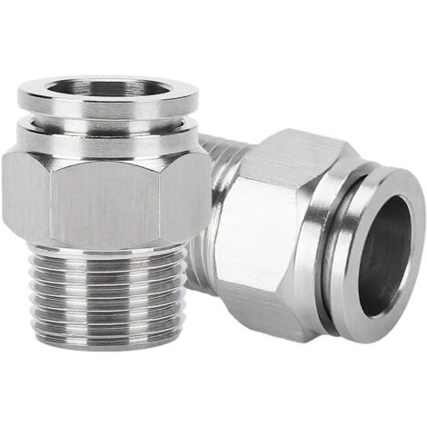 2 Pièces Raccords à Pousser en Acier Inoxydable 304, Connecteur Droit Filetage BSP Mâle pour Composants Pneumatiques et de Tuyauterie - 8mm-1/4