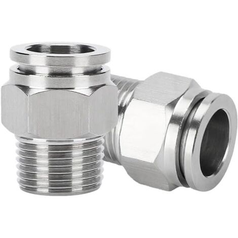 2 Pièces Raccords à Pousser en Acier Inoxydable 304, Connecteur Droit Filetage BSP Mâle pour Composants Pneumatiques et de Tuyauterie - 8mm-1/8
