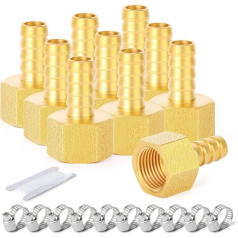 2 pièces raccords embout cannelé acier inox 304, 10 mm vers filetage mâle BSP 3/4", raccord compression eau, carburant, air - 1/2" F X 10MM (10 PCS)