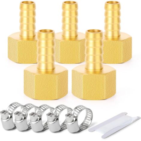 2 pièces raccords embout cannelé acier inox 304, 10 mm vers filetage mâle BSP 3/4", raccord compression eau, carburant, air - 1/2" F X 12MM (5 PCS)