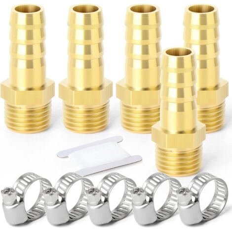 2 pièces raccords embout cannelé acier inox 304, 10 mm vers filetage mâle BSP 3/4", raccord compression eau, carburant, air - 1" M X 25MM (5 PCS)