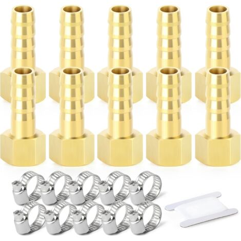 2 pièces raccords embout cannelé acier inox 304, 10 mm vers filetage mâle BSP 3/4", raccord compression eau, carburant, air - 3/8" F X 10MM (10 PCS)