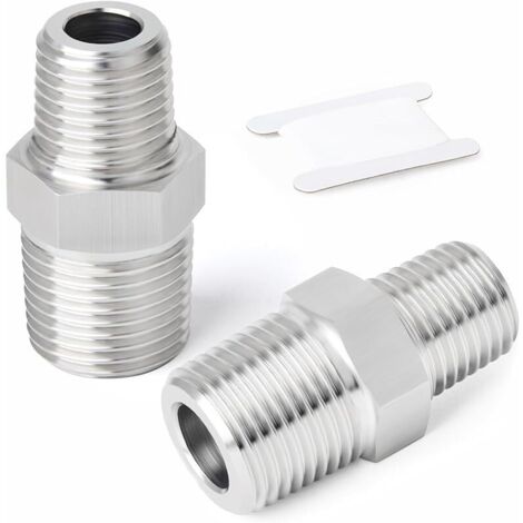 2 pièces raccords hexagonaux mâles réducteurs en acier inoxydable 304, adaptateur réducteur fileté BSP 3/8" x 1/8" pour plomberie, conduites d'eau et de gaz