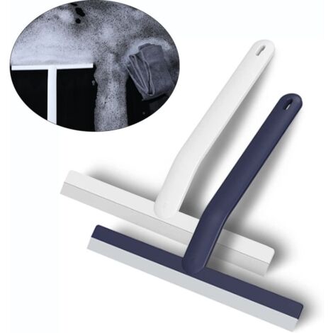 2 pièces Raclette Douche Silicone raclettes Salle de Bain pour Douche Salle de Bain Miroir Nettoyage en Verre carrelage（Blanc et Bleu）,