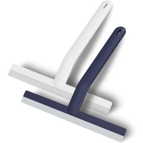 2 pièces Raclette Douche Silicone raclettes Salle de Bain pour Douche Salle de Bain Miroir Nettoyage en Verre carrelage（Blanc et Bleu，2525cm）