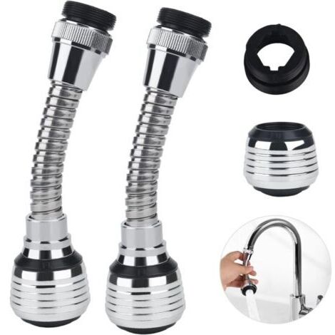 2 Pièces Rallonge Robinet, Prolongateur Robinet, Embout Robinet, Robinets D'eau Pivotants à 360° Pour, Economiseur D'eau pour Robinet, pour Robinet D'évier Salle Bain Cuisine à Domicile