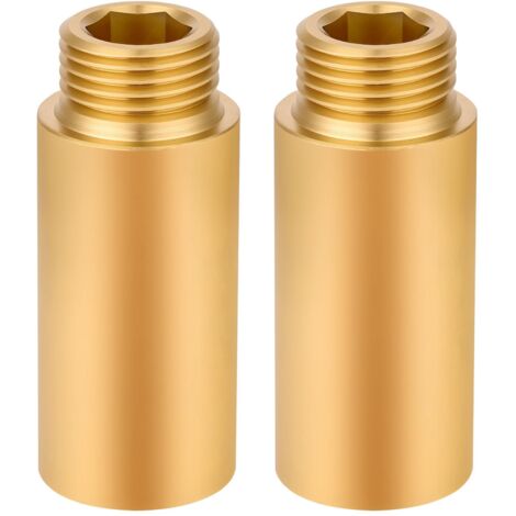 2 Pièces Rallonges de Robinet en Laiton, 5cm Extension de Raccord Fileté, Raccord de Extension en Laiton, pour Eau Potable et Installation de Chauffage