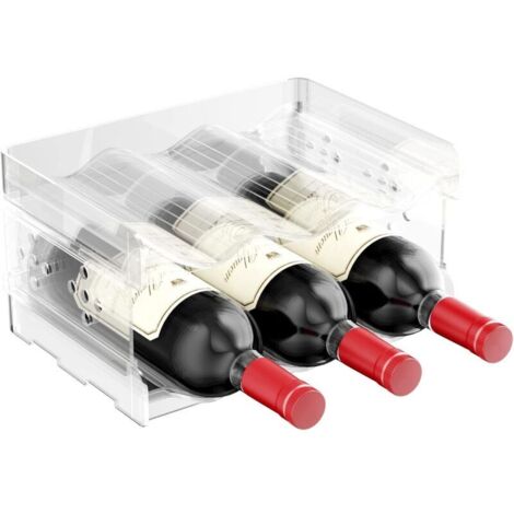 2 Pièces Range Porte Bouteille Vertical Vin Frigo, Casier Empilable Bouteille Polystyrene, Peut Contenir Jusqu'à 6 Bouteilles, Adapté aux Armoires, Salon