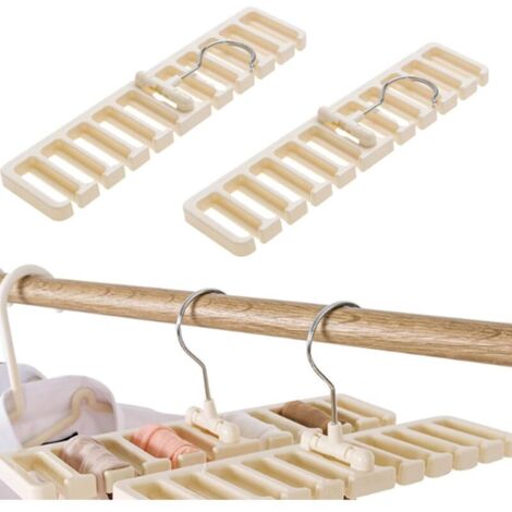 2 Pièces Rangement Ceinture Organisateur Dressing Porte Cintre Range Ceinture 10 Fentes Porte Cravate Support à Suspendre Écharpes avec Crochet Pivotant à 360°pour Ceintures,Cravates(Blanc)