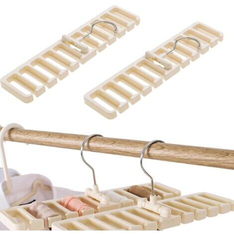 2 Pièces Rangement Ceinture Organisateur Dressing Porte Cintre Range Ceinture 10 Fentes Porte Cravate Support à Suspendre Écharpes avec Crochet Pivotant à 360°pour Ceintures,Cravates(Blanc)