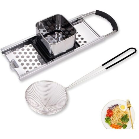 2 Pièces Râpe à Spaetzle en Inox, Machine à Spaetzle, Presse à Spaetzle, Raboteuse à Spätzle, Trancheuse à Spaetzle en Acier Inoxydable avec Glissière à Pâte, pour Spaghetti, des Boulettes, des Pâtes