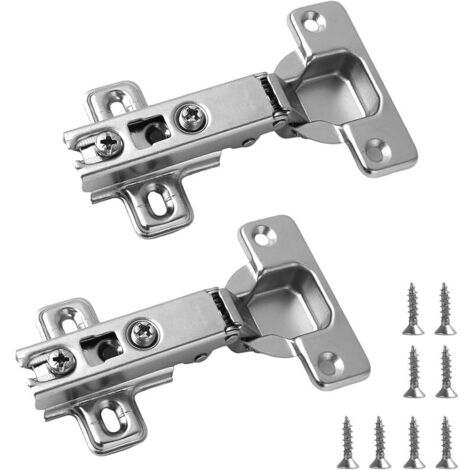 2 Pièces Recouvrante Charniere Porte Cuisine, Charnières de Porte pour Armoire de Cuisine, Meuble de Cuisine Charnière de Porte, Angle d'Ouverture 110°, Installation Facile pour Meubles et Rénovation