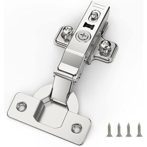 2 pièces Recouvrante Charnière Porte Placard, angle d'ouverture 110 ° avec ressort hydraulique Charnières d'armoire de cuisine à fermeture douce parfaite, distance du trou 45 mm